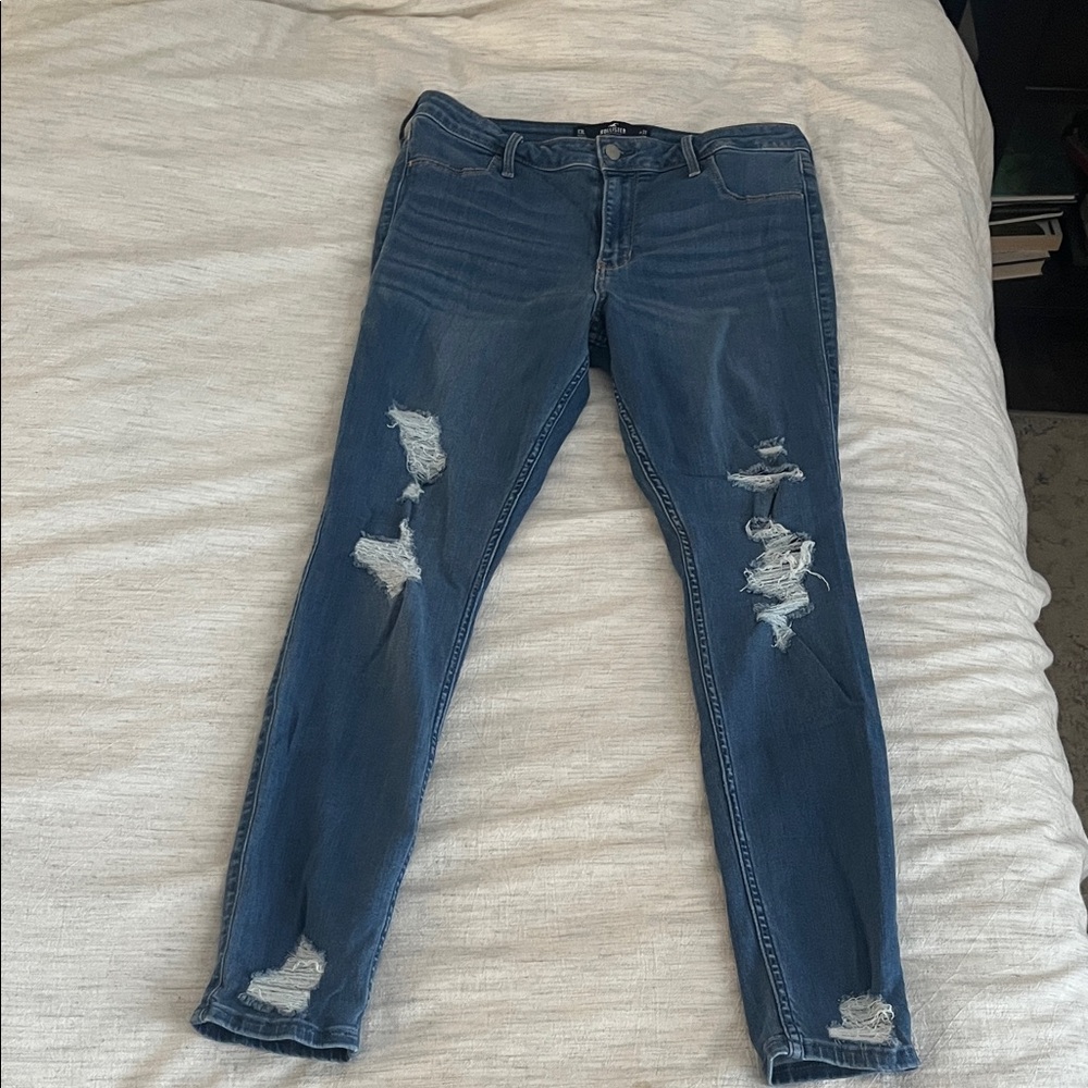 Women’s Distressed Hollister Blue High-Rise Jean Legging size 13L
